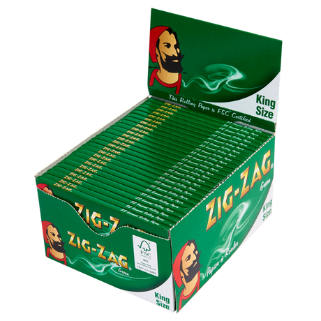 Zig Zag Green King Size Rolling Papers (32 Leaves per Booklet) Full Box of 50 Booklets