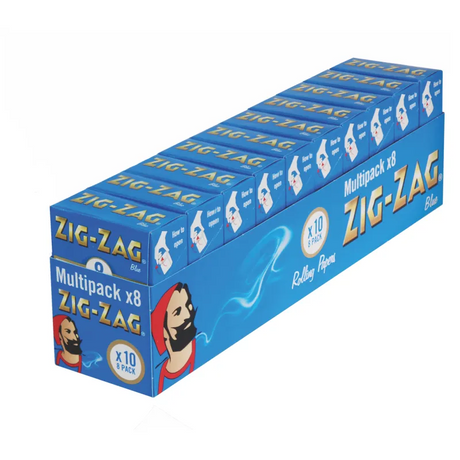 Zig Zag Blue Regular Size Rolling Papers (Multipack of 8 Booklets) x 10 Full Box