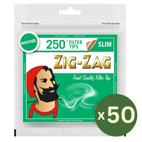 Zig Zag Menthol Slim Tips 250s Full Box of 50 Bags