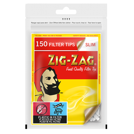 Zig Zag Slim Filter Tips 6mm (150 Tips per Bag)