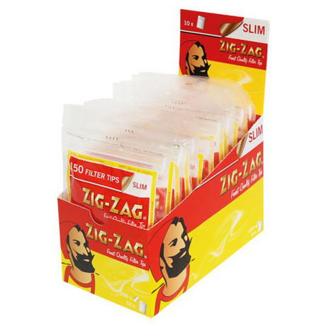 Zig Zag Slim Filter Tips 6mm (150 Tips per Bag) - Full Box of 10 Bags